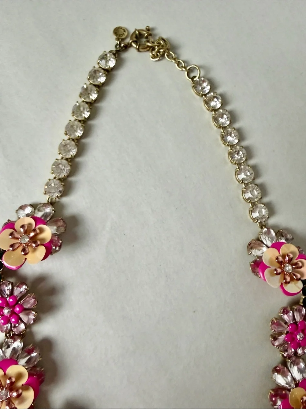 J.Crew Pink & Green Wilderness Jeweled Floral Statement Necklace - Picture 4 of 7